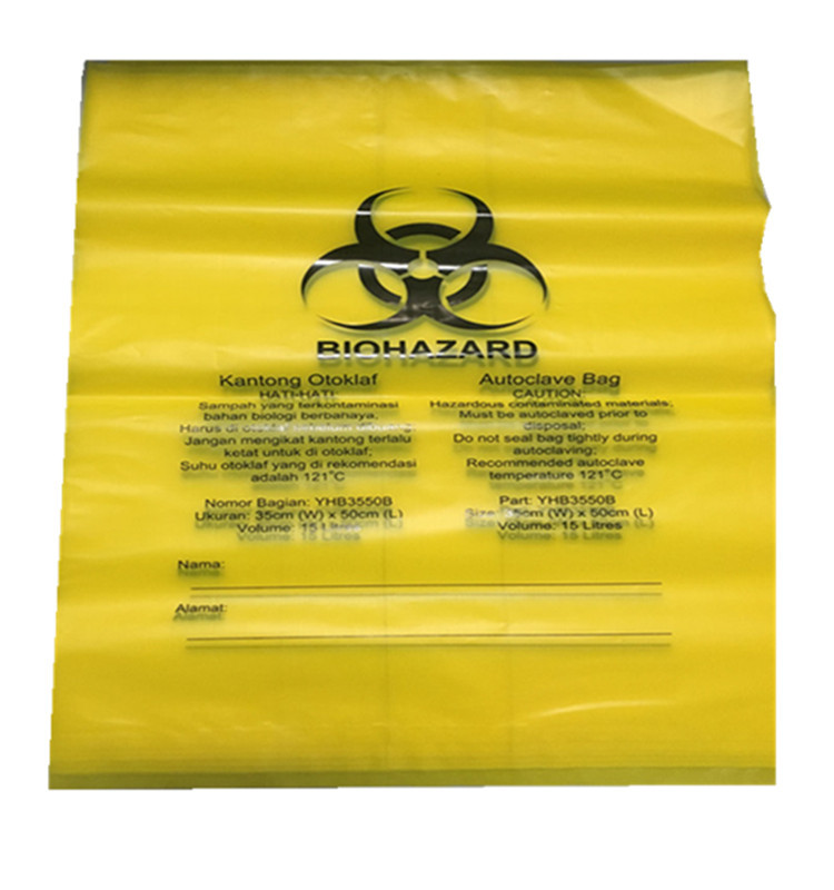 Medical Waste Autoclavable Biohazard Yellow Bag HDPE LDPE Gravure Printing