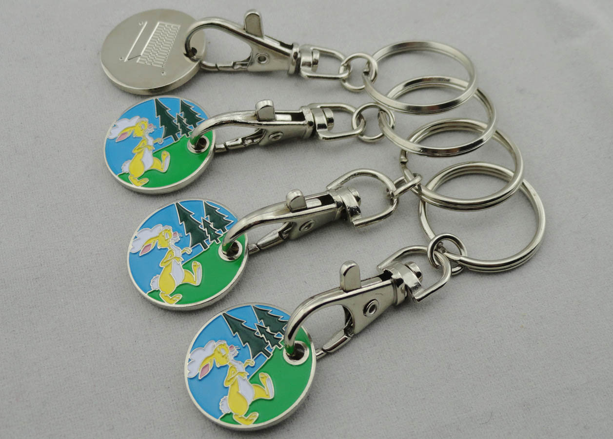 Buy Zinc Alloy, Aluminum, Iron Rabbit Trolley Coin with Key Chain, One Euro Coin at wholesale prices