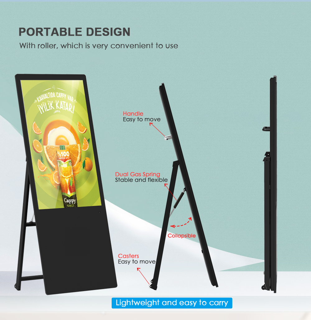 Portable digital poster lcd signage android kiosk smart advertising players screen board digital signage and displays