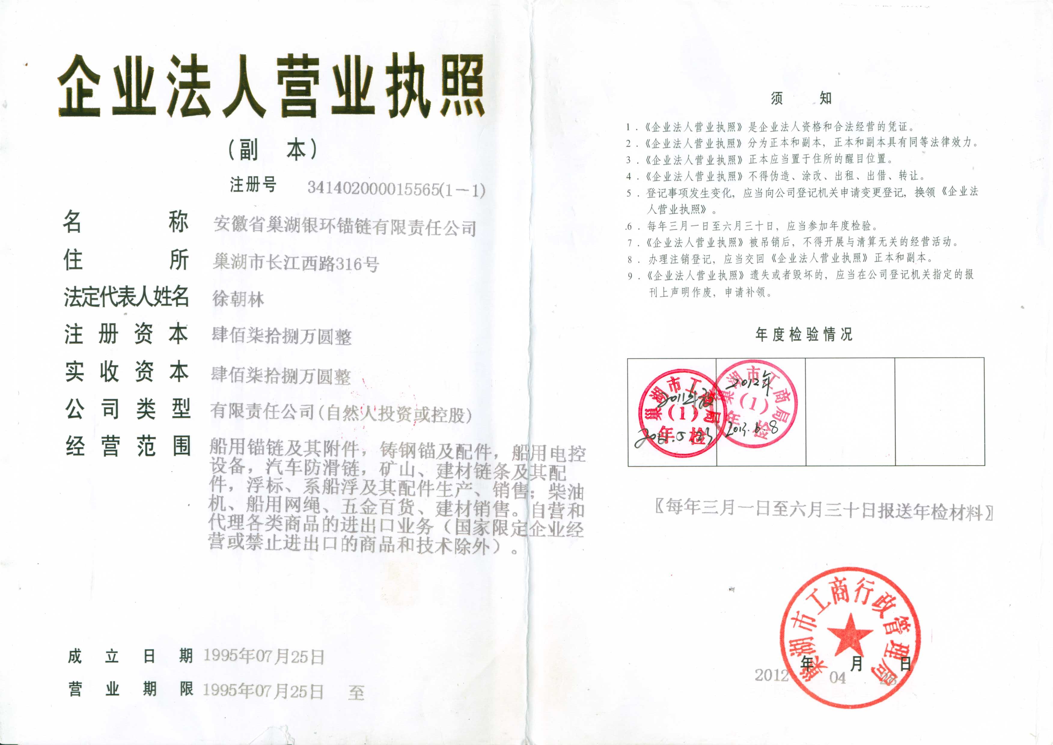 Chaohu Yinhuan Navigation Aids Co., Ltd Certifications