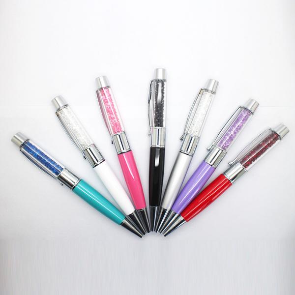 Buy Shiny Crystal Can Writing Pen Usb Transparent Container Metal UDP Flash Chip at wholesale prices