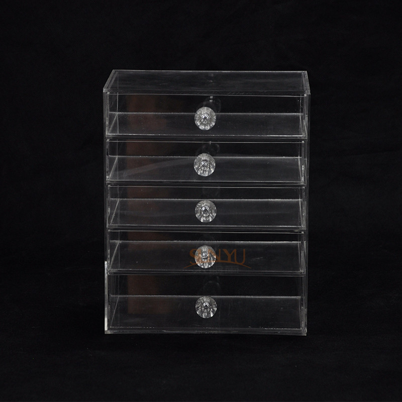 Quality 5 Tier Acrylic Display Stand Custom Store Fixtures Jewelry Display Drawer With Diamond Handle for sale