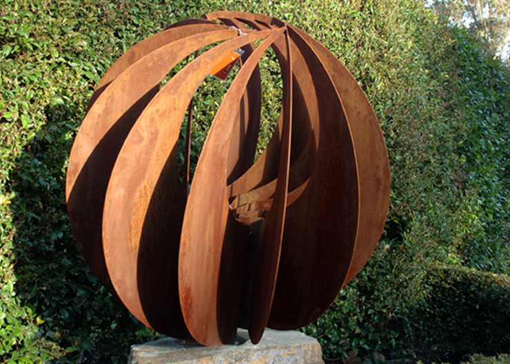 Quality Corten Steel Hollow Outdoor Metal Sphere Sculpture Various Size Available for sale
