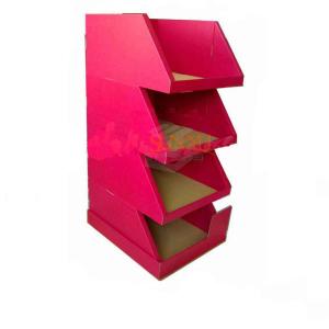 Quality Wood 4 Tier Red MDF Display Stands 100pcs For Retails / Supermarket for sale