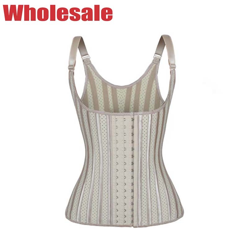 25 Steel Bones Breathable Nude Hollow Waist Trainer Vest With Adjustable Strap MH1878