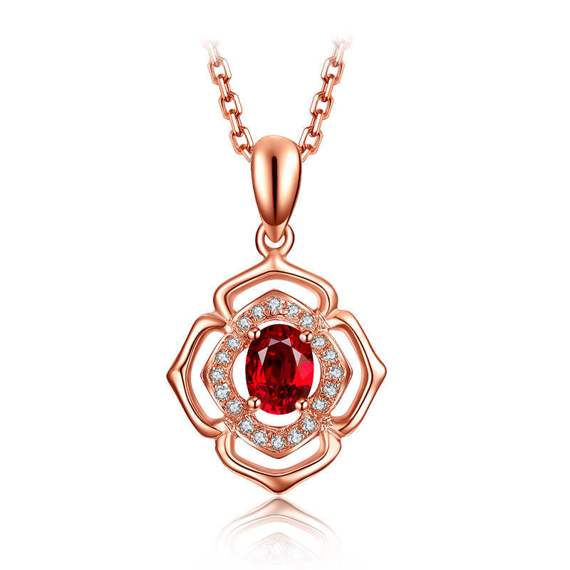 Buy Natural Gemstone Gold Jewelry Solid 18k Genunie Diamond And Ruby Pendant Necklace  at wholesale prices