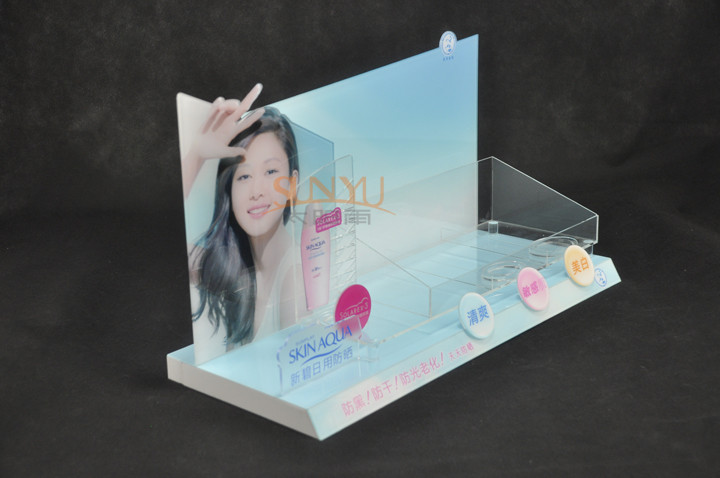 Quality 300Pcs Acrylic Makeup Display Stand Tabletop Cosmetic Organizer Advertisement Spurts Draws Printing  for sale