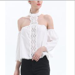 New arrival women floral ruffle collar long sleeve blouse