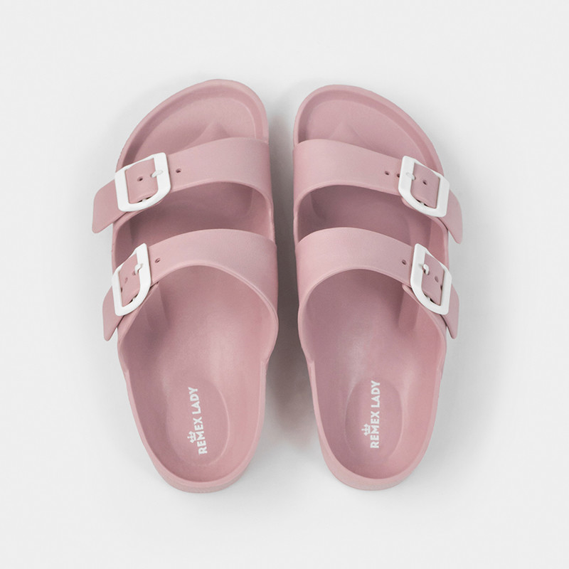 Quality PVC Women'S Casual Slide Sandals , 36EU Double Buckle Sandals Womens for sale