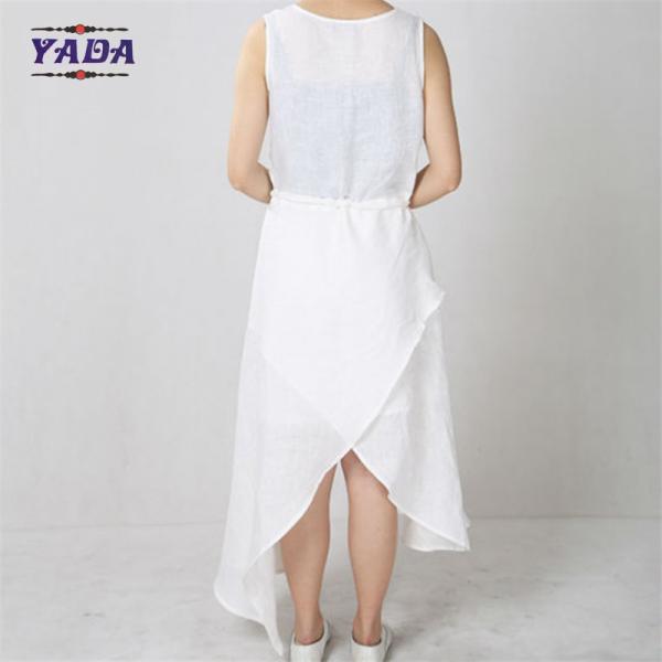 Ladies white sleeveless cotton casual elegant mini formal office dresses sexy dress for women
