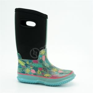 Quality Anti Slip 35EU Neoprene Waterproof Rain Boots With Leaf Printed for sale