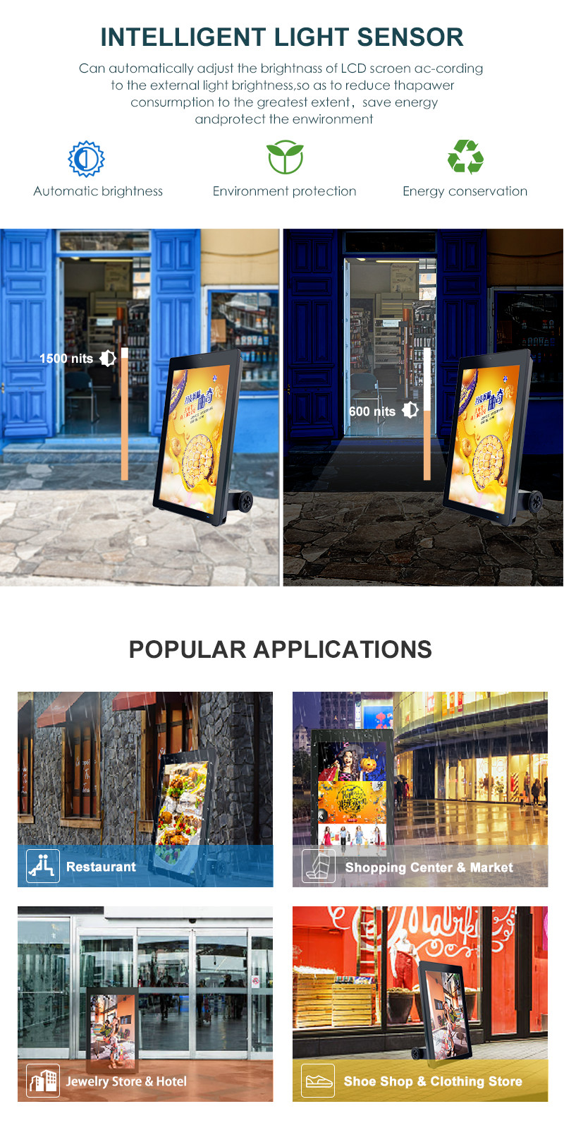 Outdoor capacitive touch lcd portable with wheels display advertising digital signage battery powered