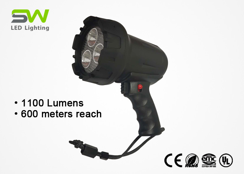 Quality 1100 Lumens Handheld Rechargeable LED Spotlight With Rubberized Lens Protector for sale