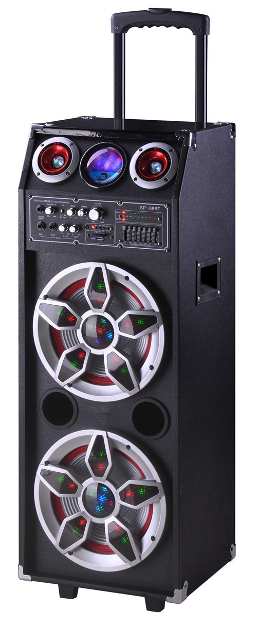 Quality Pro Audio Bluetooth Microphone PA Disco Light Portable Party Speaker System for sale