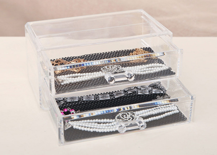 Buy cheap Two Drawers Jewellery Organizer Box Plastic Crystal PS 198 x 102 x 93mm from wholesalers
