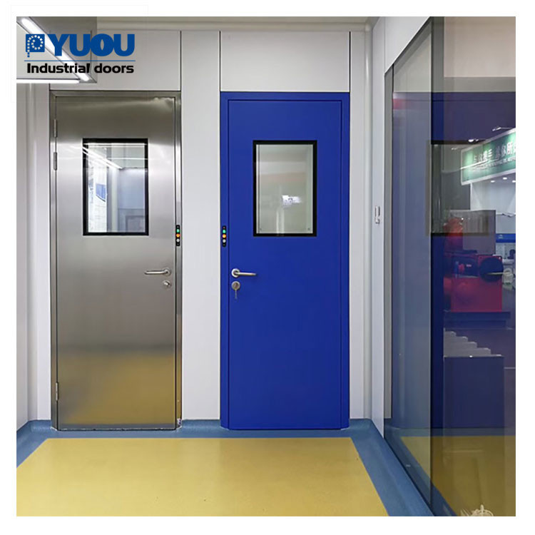 Buy PU Clean Room Hospital Double Swing Doors Sandwich Panel 50mm Leaf EPDM at wholesale prices