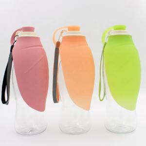 Quality BSCI 20oz Foldable Water Bottle For Dogs With Silicone Bowl Flips for sale