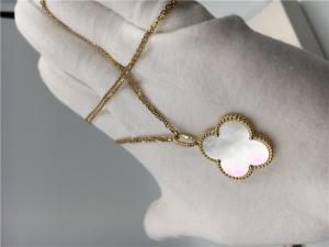Quality Long Yellow 18K Gold Necklace Elegant White Mother Of Pearl For Ladies for sale