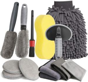 Quality 12pcs Car Cleaning Brush Set Wash Cleaning Tire Brush Set Gloves 22cm for sale