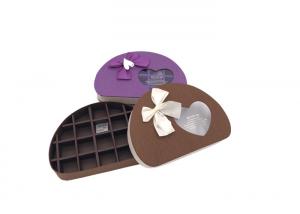 China Lovely Half Round Chocolate Box With Ribbon Bows And Clear Window , Purple on sale