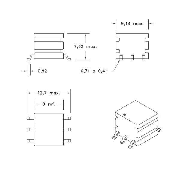 750315230 MID-PPMAX Push Pull Transformers SMD Rounded Self Shielding Core