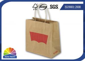 China Recycled 4C Logo Printing Brown Kraft Paper Bags Shopping Bags With Paper Handle on sale