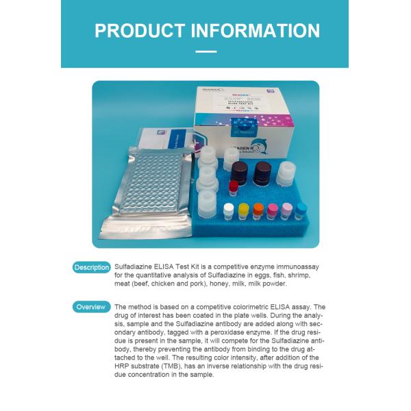 Sulfadiazine ELISA Test Kit for Eggs Fish Shrimp Meat Honey