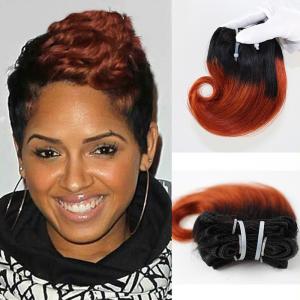 Quality Short Hair Indian Human Hair Ombre Color Snail Curl Hair Weaves for sale
