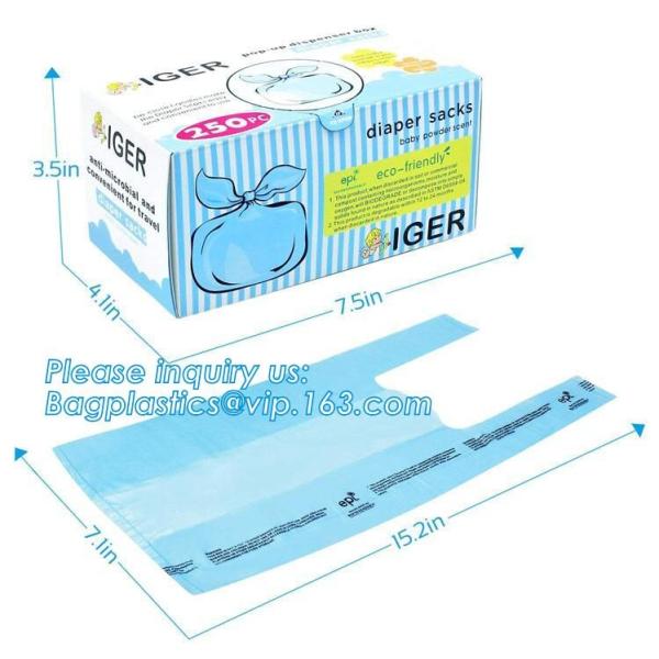 ok compost home certified 100% biodegradable nappy sacks with handle, Strong and durable Baby nappy sacks Made in China