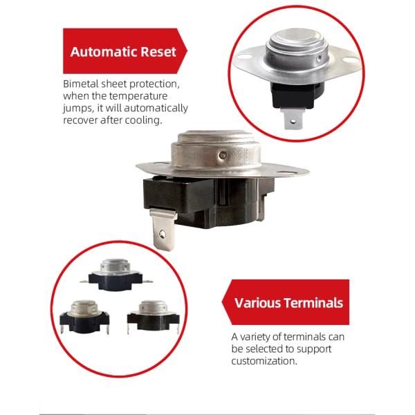 45A Thermal Cutoff Bimetal Temperature Switch Snap Action Thermostat Switch
