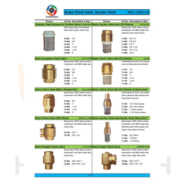 Brass Pump Suction Check Valve With Stainless Steel Strainer