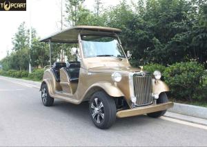 Quality 4 Seater Battery Powered Classic Car Golf Carts Champagne Color , 80-100 Km Driving Mileage for sale