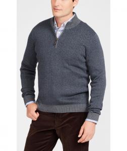Quality 12GG Mens Grey Quarter Zip Sweater , 55 Cotton 45 Modal Polo Pullover Sweater for sale