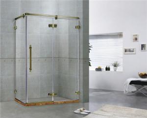 China Green Bronze Square Frameless Hinged Shower Door With One Hinged Door Easy Installation on sale