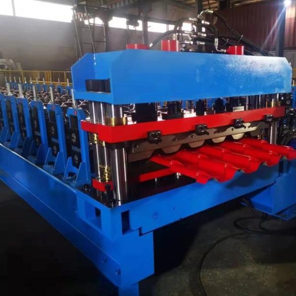 Electric Steel Galvanized Roofing Sheet Roll Forming Machine 220V With Hydraulic Cutting
