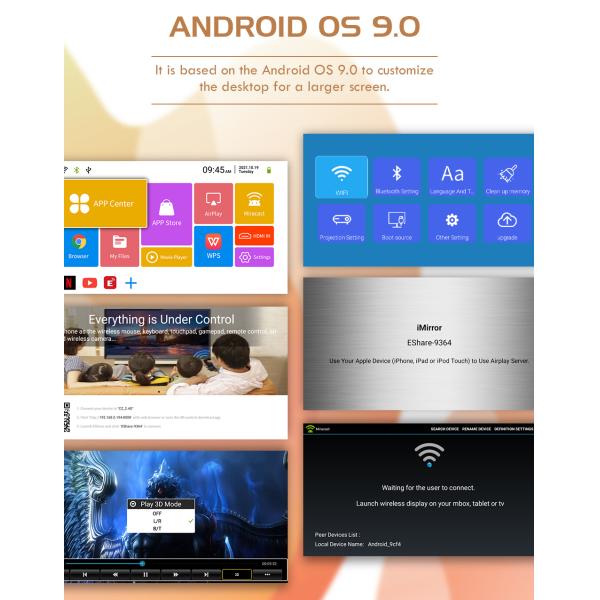 Flyin P18 Free Style Home TheaterSmart Portable DLP LED Mini Pocket Black Wireless Customizable Projector