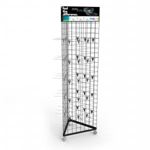 Quality Triangle Mobile Display Stand Gridwall Display Rack With Wheels for sale