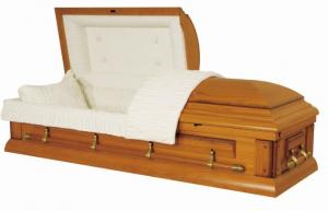 Quality Matt Painting Handmade Wooden Coffins , Cremation Caskets With Velvet Interior for sale