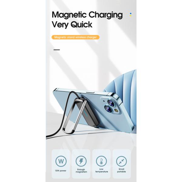 Essager 2022 Aurora New Style Magnetic Wireless Mini 15W Charger 10W 7.5W Mobile Phone Charger With Holder Function