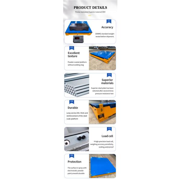 Truck Scale 1.5*1.5 m 3 Ton Platform Weighing Floor Scale with Load Cell Weighing Instrument and Battery Power Supply