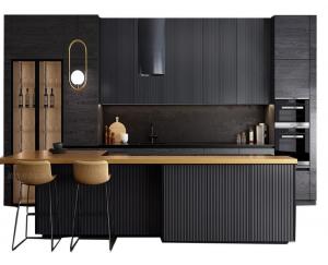 Quality 18mm Modern Matt Black Finish Kitchen Cabinets Black Finish Melamine Board for sale