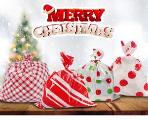 China Heat Seal Colored OEM ODM Plastic Holiday Gift Bags Assorted Styles on sale