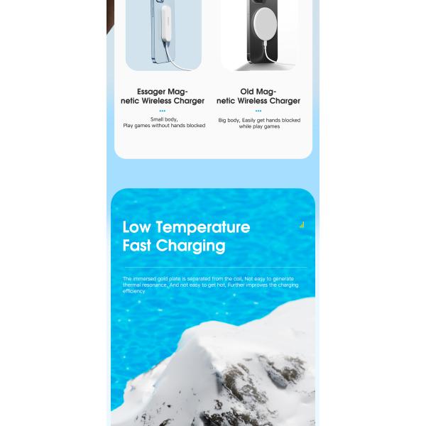Essager 2022 Aurora New Style Magnetic Wireless Mini 15W Charger 10W 7.5W Mobile Phone Charger With Holder Function