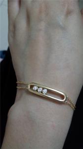 China Messika 18K Rose Gold Bracelet with Moveable  3 Diamond on sale