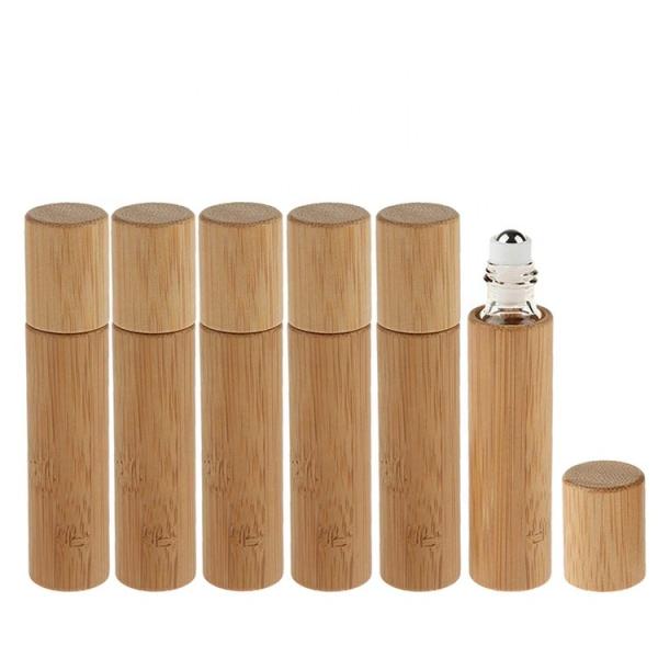 5ml 10ml Refillable Roll On Bottles Bamboo Lid Amber Blue Transparent Frosted Gemstone Empty Roller Ball Bottles