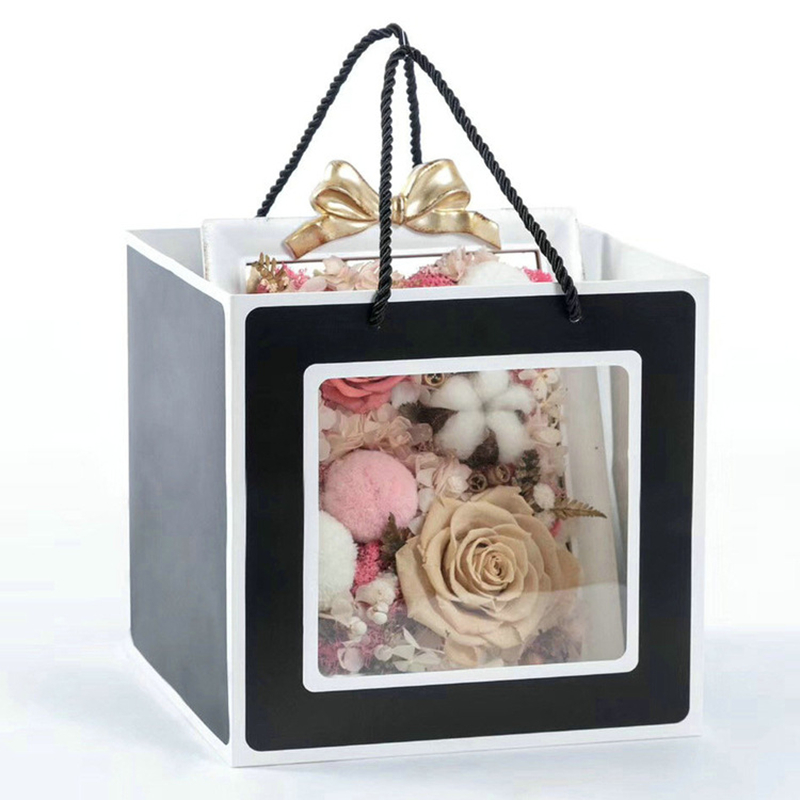 Other Gift Craft Square Paper Bag with PVC Plastic Window and Customized Design
