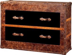 Quality Durable Vintage Leather Trunk , Leather Storage Chest Trunk Steel Drawer Hotel Usage for sale