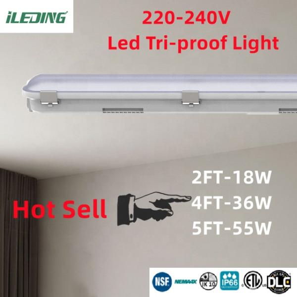 Surface Mount Tri-proof Light 5FT 24W Industrial LED Vapor Tight Fixture with CRI Ra 80