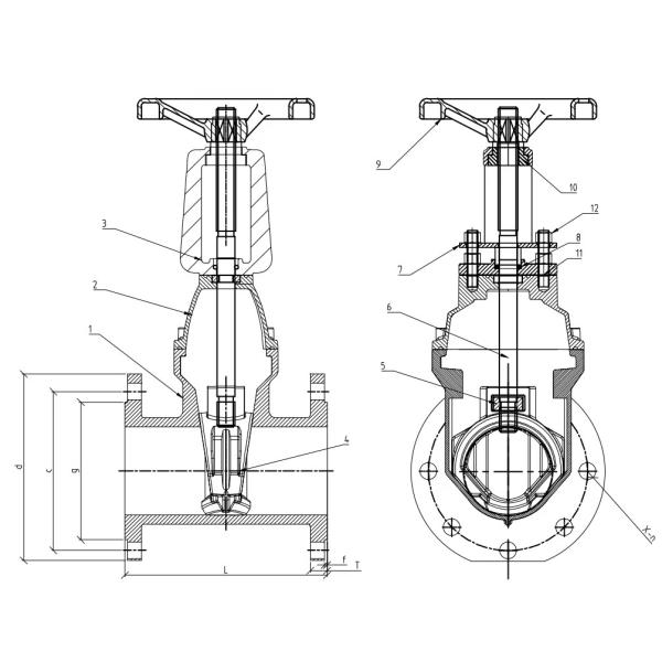 PN10 Ductile Iron Body 100mm Handwheel Soft Seal Rising Stem Elastic Gate Valve