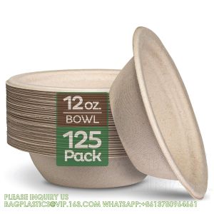 Quality 12 Oz Paper Bowls, Disposable Compostable Bowls, Biodegradable Soup Bowls Made Of Natural Bagasse, Eco-Friend for sale